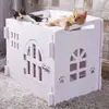 Casa de Gato de Madera Personalizada, Adecuada para Todas las Estaciones, Casa de Gato Cerrada de Madera Maciza con Puerta, Jaula para Gatos, Casa para Perros