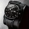 Relojes para Hombre de Venta Caliente en Comercio Exterior, Relojes de Moda de Negocios con Correa de Cuero Trendy, Relojes de Cuarzo con Cristal de Alta Gama para Hombre al por Mayor