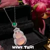 Pulseira Exquisita de Borboleta de Cristal Branco Natural Gema Borboleta Novo Estilo Chinês Pulseira de Duplo Círculo de Cristal Rosa com Zircônia