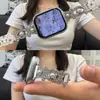 [Pulseira de Relógio] Adequada para Pulseira Apple S12iwatch S10987Se Pó de Glitter e Diamante Contas Duplas de Peixe Pulseira de Pulso Feminina