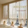 Cortina de Encaje Vintage Francesa con Cuentas para Ventanas Salientes, Cortina de Encaje para Jardín con Cinta Mágica sin Taladro, Cortina de Puerta, Cortina Divisoria
