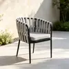 Silla de ratán para patio exterior, mesa y sillas de ocio, balcón al aire libre de jardín para el hogar, silla creativa con respaldo de cuerda para casa de huéspedes, mesa de café pequeña