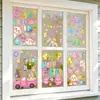 Decoraciones para Embellecer la Atmósfera del Conejo de Pascua Huevos de Pascua Tienda de Dibujos Animados Pegatinas Estáticas para Puertas y Ventanas de Vidrio Flores
