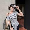 Camiseta Americana de Chica Sexy con Letras Impresas de Hombro Inclinado y Manga Corta para Mujer 2025 Nuevo Diseño de Verano Top con Aspecto Adelgazante