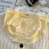 Chica de Cadera de Melocotón 3D de Cintura Media Alta Elástica Cómoda Agradable a la Piel Lazo Sencillo Color Crema Bolso de Cadera Bragas para Mujer
