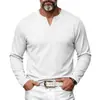 Camiseta masculina de tricô canelado jacquard transfronteiriça com gola henley e manga longa, tamanho europeu, estilo americano, camisa base casual texturizada para outono e inverno
