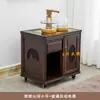 Gabinete de té móvil mesa de té pequeña mesa de bar de té gabinete lateral estante de almacenamiento cubo inferior de madera maciza gabinete de té integrado con tetera
