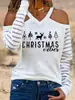 Comercio Electrónico Transfronterizo Estación Independiente de Amazon Camiseta de Mujer con Estampado de Tirantes Cruzados Navidad MerryChristmas
