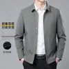 Chaqueta para hombre, nueva colección primavera/otoño, chaqueta de negocios casual de alta gama con cuello mao, color liso, adecuada para hombres de mediana edad