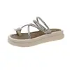Pantuflas de Plataforma con Lazo de Cristal para Mujer 2025 Sandalias Planas Casuales de Verano para Exterior