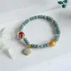 Nova Pulseira de Granada, Pulseira de Ágata Quartzo Rosa, Pulseira de Cristal de Dois Círculos, Estilo Antigo Nova Joia de Jade Presente