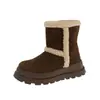 Botas de Nieve de Moda Cálidas con Suela Gruesa para Mujer 2026 Invierno Nuevas Versátiles Más Terciopelo Antideslizantes Botines Cortos Zapatos de Algodón de Caña Corta para Mujer