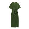 Venta al por mayor Exportación Transfronteriza Ropa de Mujer Primavera y Verano 2025 Estilo Europeo y Americano Vestido Plisado de Manga Corta y Cuello Redondo para Mujer M561030