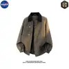 Chaqueta de Cuero con Solapa de Diseño de Alta Calidad Marca NASA para Hombre Otoño Casual Moda Versátil Tendencia Ropa Exterior