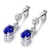 Pendientes de cristal azul de moda estilo coreano, elegantes pendientes de moissanita azul para mujer, pendientes retro europeos y americanos de diamante artificial para mujer