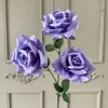 Flor Rosa Artificial 3 Cabeças Rosa Floco de Neve Flor Artificial para Casamento Salão de Casamento Banquete de Noivado Arranjo Floral Decoração