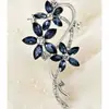 Broche Flor de Cristal Vintage, Corsage Exquisito Azul Profundo, Alfinete Elegante para Acessório de Vestido