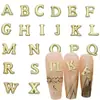 X41 novo dourado 26 letras em inglês joias para unhas atacado simples tridimensional liga metálica diy decoração de unhas