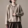 Nuevo suéter de punto de algodón de cuello redondo, con bloques de color, de doble capa para mujer, de manga larga, corte holgado, adecuado para primavera y otoño, con un estilo casual y artístico, perfecto como capa base