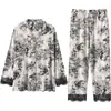 Pijama de Algodón Puro para Mujer, Pantalones de Manga Larga para Primavera y Otoño, Cárdigan Sexy, Encaje, Talla Grande, Nuevo Estilo 2026, Ropa de Casa, Conjunto para Primavera y Otoño