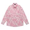Diseño Original de Jacquard Floral de Gasa, Estilo Relajado, Pueden Usar Hombres y Mujeres Camisas de Manga Larga de Otoño, Camisas Rosas Sueltas Estilo Preppy