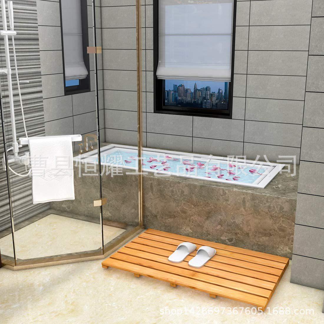 竹制家用地垫卫生间浴室淋浴房踏板 拼接防腐沐浴室板 BSCI