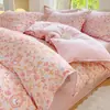 Conjunto de Quatro Peças de Algodão Puro Escovado Espesso de Inverno Lençol de Cama Capa de Edredom Lençol com Elástico Conjunto de Três Peças para Dormitório Roupa de Cama de Alta Qualidade