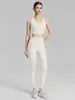 Conjunto Fitness Novo para Mulheres Primavera e Verão, Peça Dupla Vazada Respirável com Sutiã Esportivo de Copas Fixas, Calça Legging de Lycra Justa para Yoga