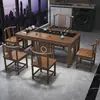 Nuevo Estilo Chino Madera Maciza Oficina Hogar Apartamento Pequeño Mesa de Té Kung Fu Estación de Preparación de Té de Alta Calidad Juego de Mesa y Sillas para Beber Té en el Balcón