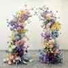 Arco de Flores Artificiais Transfronteiriço com Hortênsias e Rosas Roxas, Rosas e Azuis para Festa de Casamento Decoração de Fundo para Vitrine Arco em Forma de Chifre