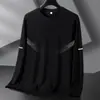 Camiseta de manga larga para hombre, capa interior de otoño para hombre, camiseta base elástica de corte holgado, camiseta estampada estilo coreano ins para hombre