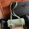 Bolsa Cilíndrica Portátil Estilo Coreano PU Simple y de Moda 2026 Nueva Bolsa de Hombro para Mujer Diseño de Nicho Versátil Bolsa de Hombro para Mujer