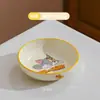 Vajilla Infantil de Tom y Jerry Set Lindo de Jerry Color Bajo Esmalte Tazones de Arroz y Platos para el Hogar Vajilla Cerámica Aptas para Lavavajillas