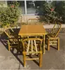 Conjunto de mesa e cadeira de bambu, mesa e cadeira de bambu para pátio externo, mesa de chá de bambu, mesa e cadeira trançadas de bambu, móveis de bambu para preparo de chá no fogão, mesa dos Oito Imortais