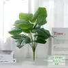 Viajero de hoja plátano palma Areca hoja de tortuga plástico planta verde pequeña con hierba manojo único flor artificial planta en maceta decoración paisajismo