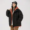 Enbu Outono/Inverno Roupas Masculinas Ins Estilo Hong Kong Jaqueta de Algodão Jaqueta Puffer Acolchoada Falsa Duas Peças Jaqueta de Algodão Jaqueta com Capuz Solta Masculina