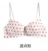 Sujetador inalámbrico de lunares para mujer con poco busto, realzando la redondez, cómodo y transpirable, con tirantes de gel para una espalda bonita, estilo fino de verano