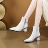 Botas de Mujer con Punta Fina y Tacón Medio-Alto 2026 Otoño e Invierno Nueva Moda Cremallera Lateral de Pedrería Botines Tacón Grueso Botas Martin Versátiles