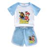 Ropa para niños del equipo Wang Wang, camiseta de manga corta de algodón, pantalones cortos, traje casual de dos piezas para niños de verano nuevos y atractivos.