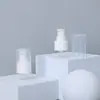 Bomba de polvo cosmético de presión de 24 dientes con boquilla tipo pico, bomba de polvo de cobertura total PP/AS, blanco transparente