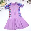 Roupa de Banho Infantil Manga Curta Moda Menina Siamanesa Princesa Coreana Siamanesa Fofa Roupa de Banho com Saia