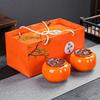 Tudo Criativo Ruyi Kung Fu Travel Tea Set Características Simulação de Caqui Latas de Chá de Cerâmica com Caixas de Presente Atacado
