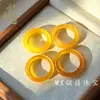 Anillo de Calcedonia Blanco Hielo Natural de Alta Calidad, Anillo de Ágata Verde Aceite, Anillo de Jade Transparente Hielo, Anillo Mismo Estilo Xiaohongshu