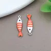 1 Colgante de Pescado Rayado Multicolor de Esmalte de Acero Inoxidable de Doble Cara Gota de Aceite Accesorios de Joyería para Pendientes, Collares, Pulseras DIY