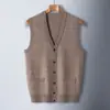 Suéter de Lã Puyuan para Homens Inverno 2026, Novo Suéter de Lã com Gola V, Colete de Negócios Masculino, Suéter de Tricô para Homens
