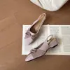 Elegantes y Suaves Sandalias de Lazo Cerradas Estilo Francés para Mujer, Nuevas para Verano 2026, Punta Redonda Puntiaguda, Zapatos de una Sola Tira sin Talón para Combinar con Faldas