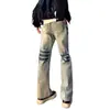 Jeans Boca de Sino Novo Masculino Primavera e Outono, Calças Largas Lavadas Retrô Soltas, Calças Casuais Tendência Estilo Americano