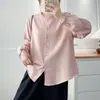 Camisa Top Casual de Manga Larga con Cuello Alto de Borde de Hongo Negro para Mujer, Nueva Versátil de Primavera Otoño, Cárdigan, Chaqueta Pequeña, Versátil, Adelgazante