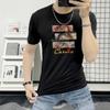 Lan Shengyi Camiseta masculina de manga curta, gola redonda, verão, slim fit, estampada, camiseta casual, para todos os tipos de homens, meia manga, camisa de base