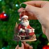 Colgante plano de acrílico con forma de Papá Noel y árbol de Navidad